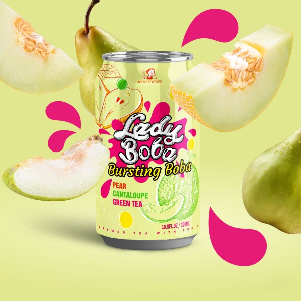 Lady Boba - Bubbletea - Pear Cantaloupe Green Tea - 320 ml