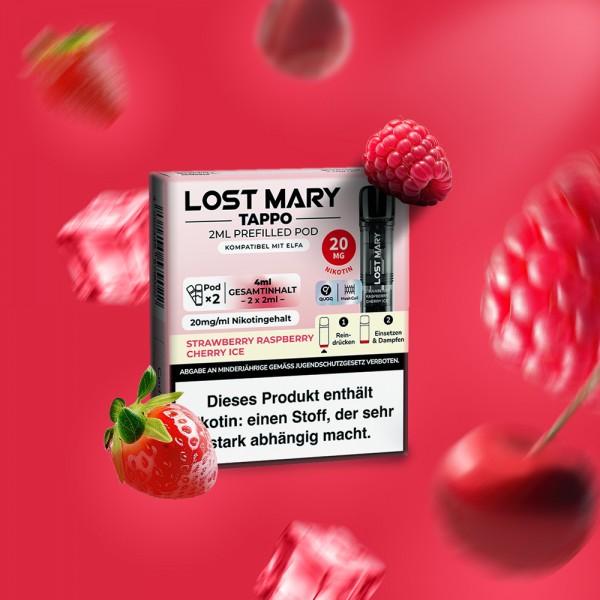 Lost Mary - Tappo - Prefilled Pods - Strawberry Raspberry Cherry Ice