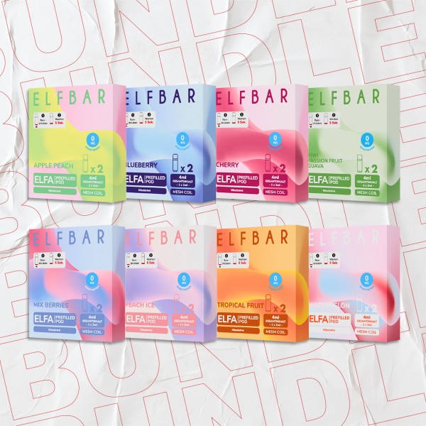 Elf Bar - ELFA - Prefilled Pod - Nikotinfrei - 8er Bundle
